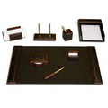 Rosewood 8 Piece Wood & Leather Desk Set
